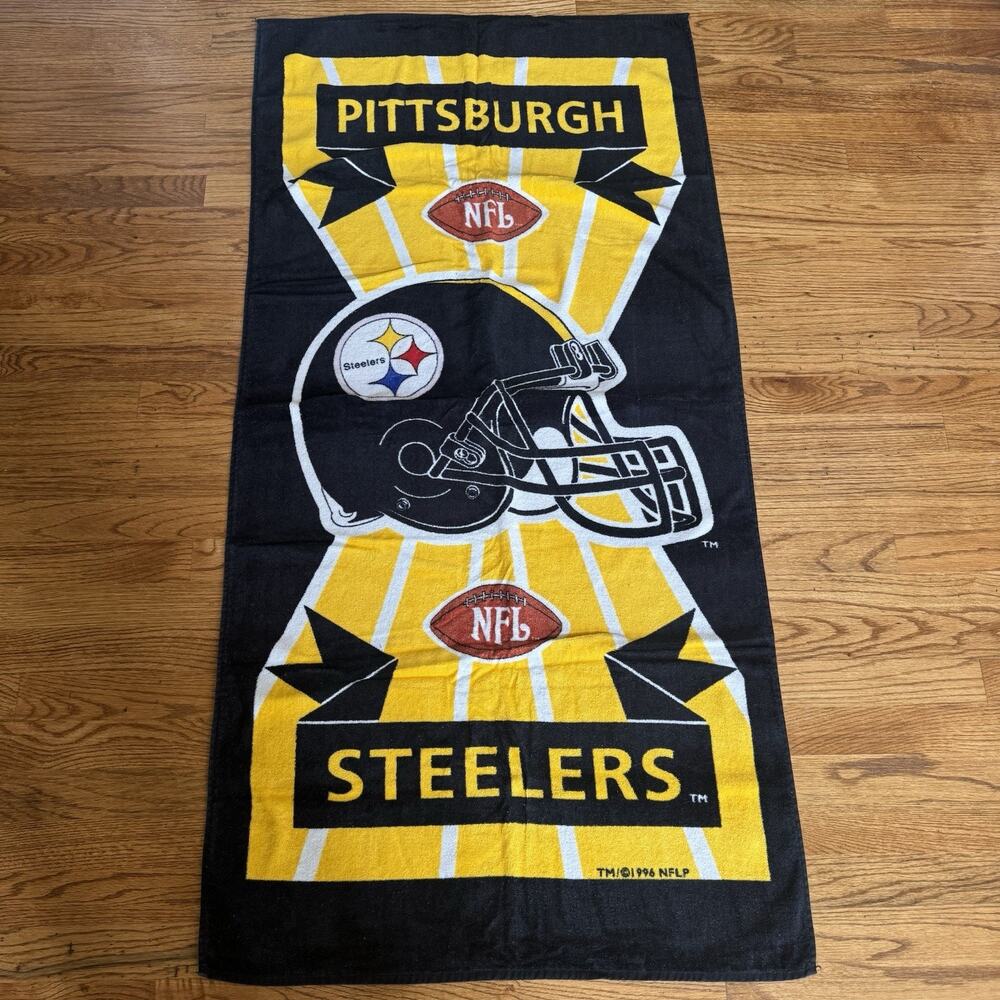 Vtg Pittsburgh Steelers Beach Towel 54"×27" NFL Football 1996 NFLP Official
